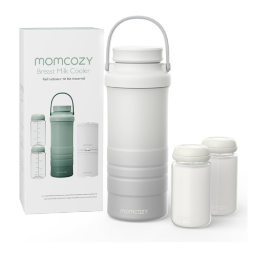 Momcozy 22oz Portable Breast Milk Cooler for Outdoor, Life Saver with 360° Total Cooling for 24 Hours, Larger Capacity Travel Breastmilk Chiller with 2pcs Baby Bottles for Breastmilk Storage, Green