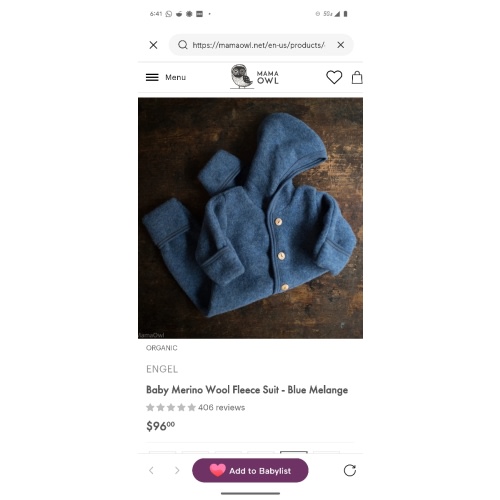 Baby Merino Wool Fleece Suit - Blue Melange
