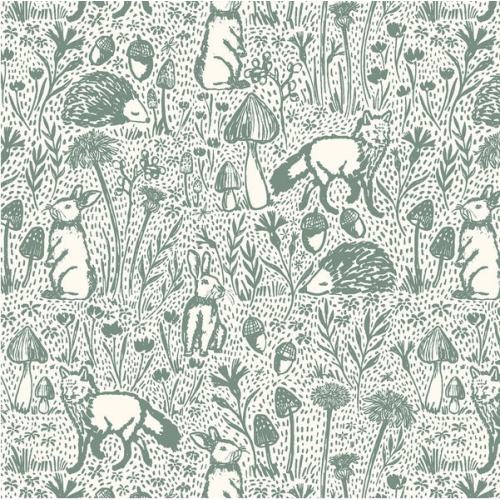 Green Woodland Creatures Fitted Crib Sheet