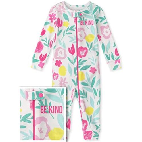 The Children's Place Baby and Toddler Girls Snug Fit Cotton Zip-Front One Piece Footed Pajama