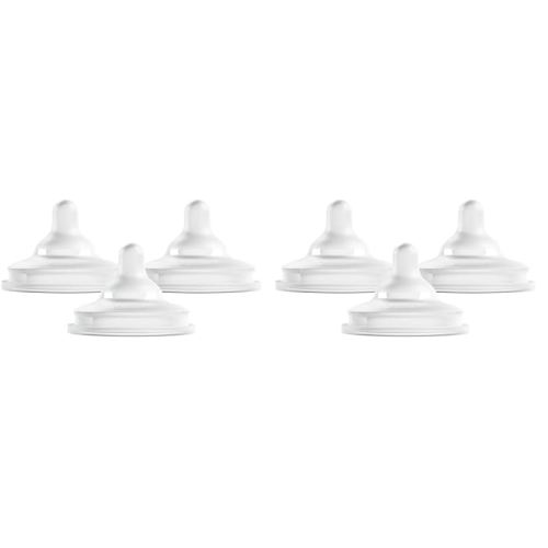 Boon Nursh Curve Silicone Baby Bottle Nipples - Platinum Food-Safe Silicone Bottle Nipples – Medium Flow Nipples for Baby Bottles - Baby Bottle-Feeding Supplies - 3 Count (Pack of 2)