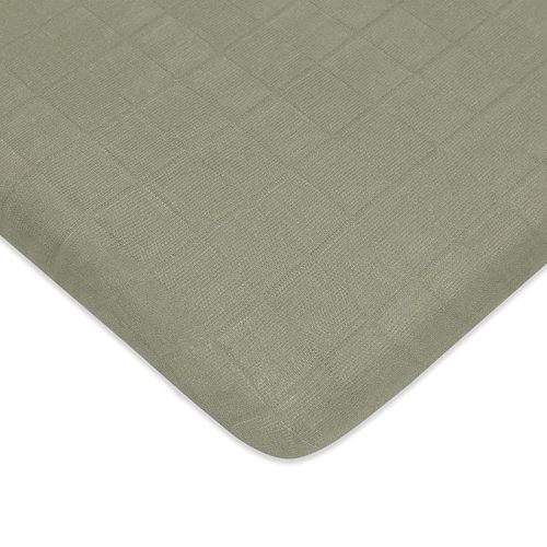 Babyletto 100% Organic Cotton All-Stages Midi Crib Sheet, GOTS-Certified, Fitted 360°, Ultra-Soft and Breathable Muslin - Matcha Green