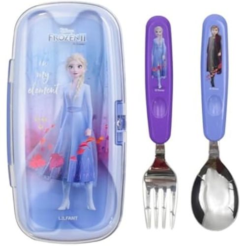Cute Frozen Elsa Fork and Spoon Flatware Set with Case, Small Size