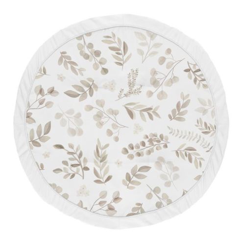 Sweet Jojo Designs Boy Girl Gender Neutral Unisex Baby Tummy Time Playmat Botanical Leaf Collection Taupe and White