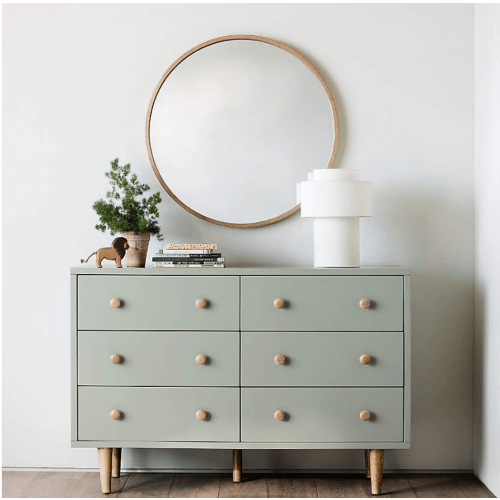 Finn 51" Sage Green Wood Wide 6-Drawer Kids Dresser
