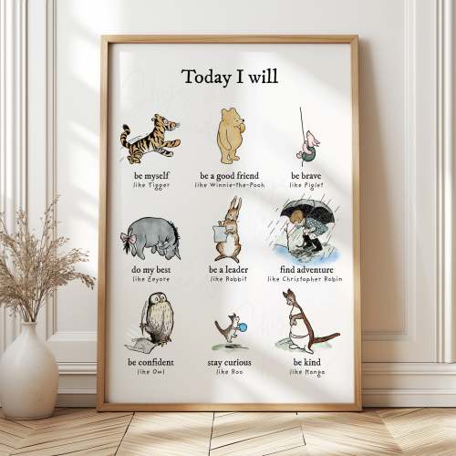 Winnie-the-Pooh Positive Affirmations Nursery Wall Art