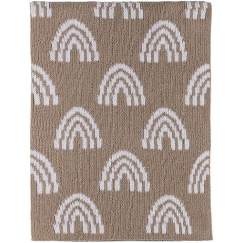 Living Textiles Chenille Knitted Blanket - Taupe Rainbow