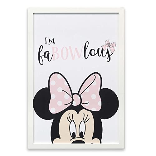 Disney Minnie Mouse I'm Fa-Bow-Lous Framed Wood Wall Decor - Adorable Minnie Mouse Picture for Bedroom or Play Room