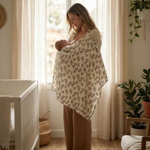 Breastfeeding Cover Cotton Nursing Apron | Adjustable Privacy Nursing Cover | Stroller Blanket | Baby Feeding Cover for Mom