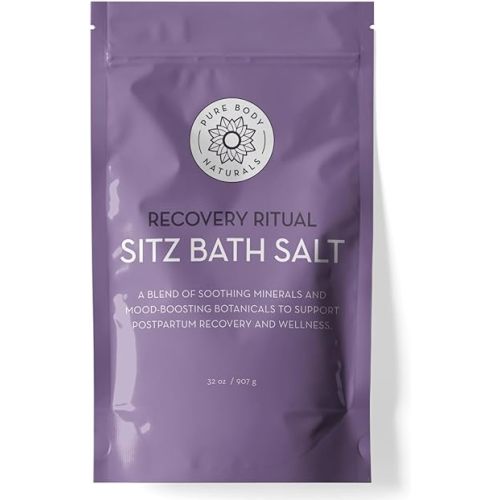 Pure Body Naturals Sitz Bath Salt – Postpartum Care and Hemorrhoid Treatment – Natural Soak for Self Care and Hemmoroid Treatment - Post Partum Essentials, 32 Oz
