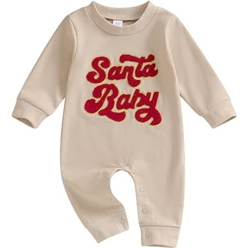 Newborn Baby Girl Boy Christmas Outfit Long Sleeve Romper Jumpsuit Bodysuit Santa Infant Fall Winter Clothes