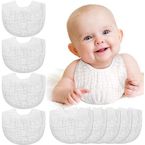 Tatuo 10 Pieces Muslin Baby Bibs Cotton Burping Cloth Bulk Adjustable Newborn Bandana Drool Bibs for Baby Boy Girl