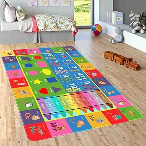 Baby Play Mat for Floor, ABC Alphabet, Numbers and Shapes Educational Area Rugs for Kids Toddlers Infant, Extra Thick Large Non-Slip Nursery Rug Carpet for Children Bedroom Classroom Playroom