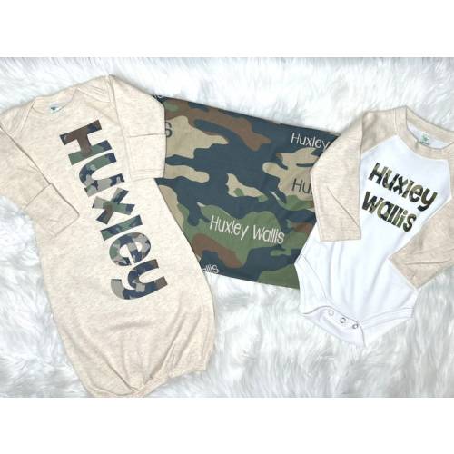 Baby Boy Camo Coming Home Outfit With Matching Name Blanket - Etsy