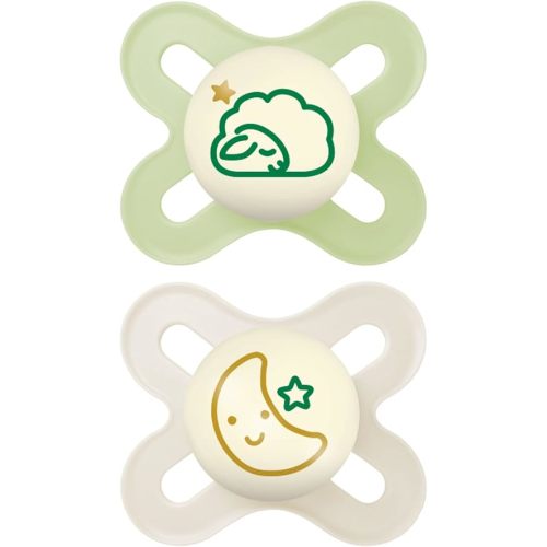 MAM Original Start Night Baby Pacifiers, Binky for 0-3 Months, BPA-Free Silicone Nipple, Easy to Clean, Best for Newborn Babies, Developed with Medical Experts, 2 Count Binkies with Sterilizer Case
