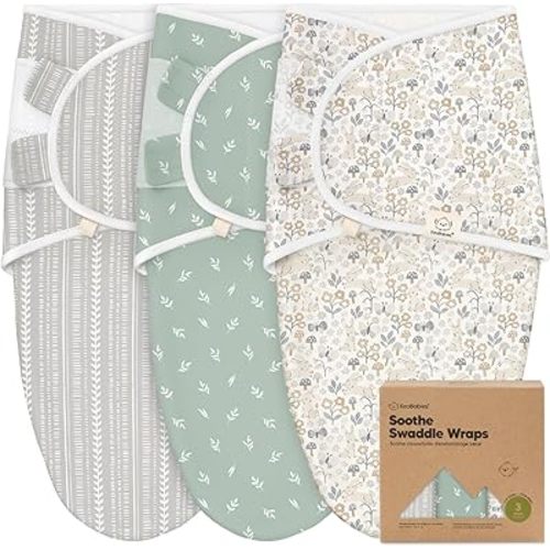 3-Pack Organic Baby Swaddle Sleep Sacks - Swaddles for Newborns, Infant 0-3 Months, Baby Girls, Boys, Soft & Snug Newborn Sleep Sack, Nursery Swaddling Blankets (Prairie, OS)