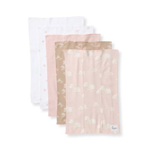 Whimsical Floral Organic Cotton Burp Cloths 5 Pack