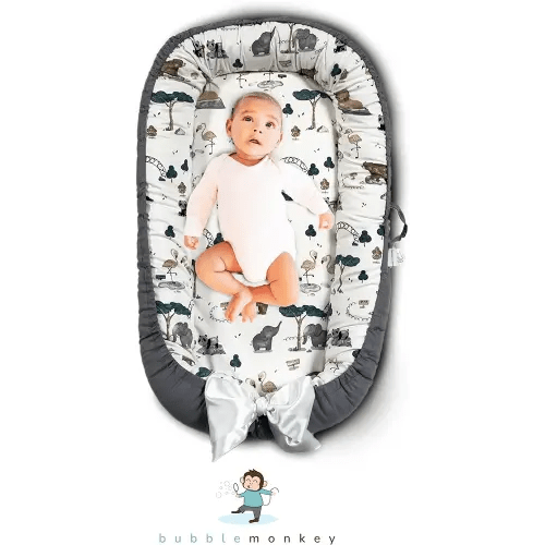 Bubble Monkey Baby Lounger Baby Nest for Tummy Time - Snuggle Me Baby Pillow Lounger, Traveling Bed for Newborn, Pillow