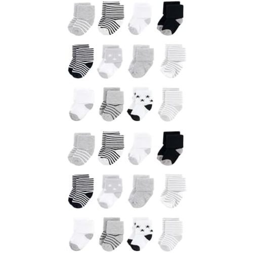 Hudson Baby Unisex Cotton Rich Baby Terry Socks 24-Pack