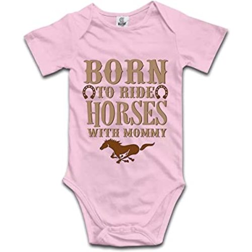 DOQOSESHY Born to Ride Horses with Mommy Baby Bodysuit Short/Long Sleeve Jumpsuit Rompers