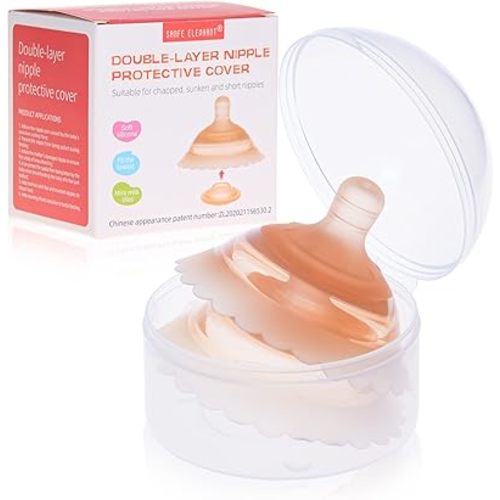 Nipple Shields for Nursing Newborn,Double Layer Breast Shield,for Latch Difficulties or Flat or Inverted Nipples,2 Pack