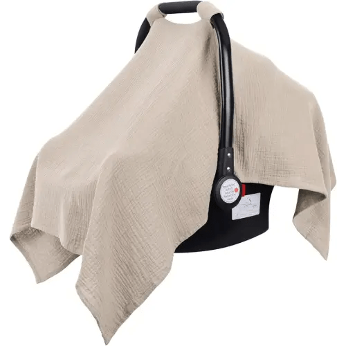 Metplus Muslin Car Seat Cover for Babies - Carseat Stroller Cover Infant Stroller Covers for Boys and Girls, Breathable & Lightweight, Fits Most Strollers & Baby Car Seats