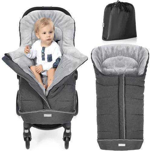 Orzbow Warm Bunting Bag Universal,Stroller Sleeping Bag Cold Weather,Waterproof Toddler Footmuff (Dark Grey, Large)