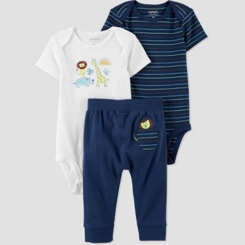 Carter's Just One You® Baby Boys' Striped Lion Top & Bottom Set - Navy Blue