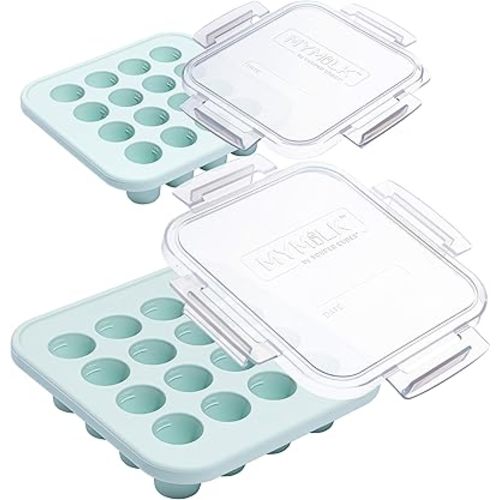 Souper Cubes MyMilk 1/2 oz. Silicone Breast Milk Freezer Trays, Each Food-Grade Silicone Tray Holds 8 oz., Perfect For Baby Food Freezer Storage, Purees, and More - Mint - 2-Pack