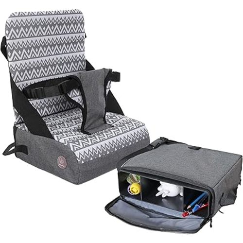 Dreambaby Grab ‘N Go Travel Booster Seat – Portable Toddler High Chair for Dining (6M-3Y) with Storage & Shoulder Strap