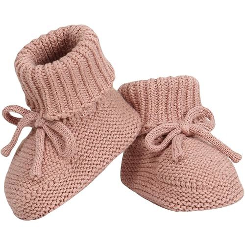 Hadetoto Baby Booties Newborn First Walkers Cozy Shoes Warm Knit Soft Booties for Toddler Infant Boy Girl