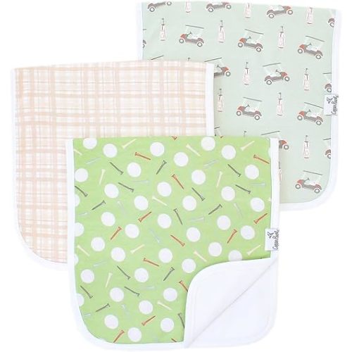 Copper Pearl Premium Baby Burp Cloths - 3-Pack Large Cotton Burp Cloths, Extra Soft Spit Up Rags with 3 Absorbent Layers, Perfect for Baby Boy and Baby Girl Gifts (21" x 10" Size, Bogey Set)