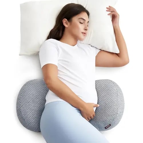 Momcozy Memory Foam Portable Pregnancy Pillow – W Shaped Maternity Great Support for Side Sleepers, Adjustable Travel Wedge Pillow for Back, Belly, and Hip Relief, Ideal for Pregnant Women, Grey