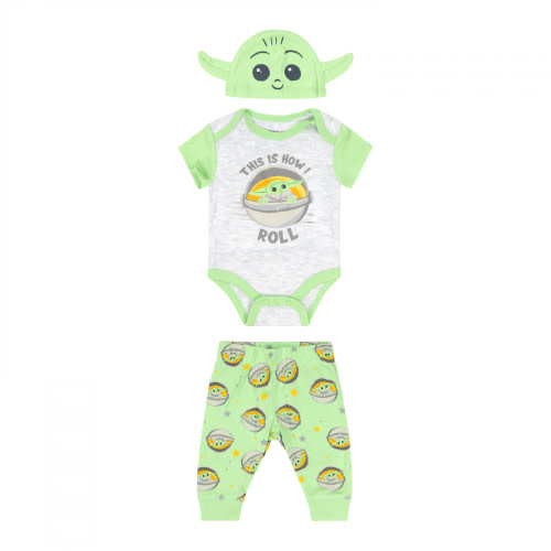 Star Wars The Mandalorian Grogu Roll 3-Piece Infant Pajamas