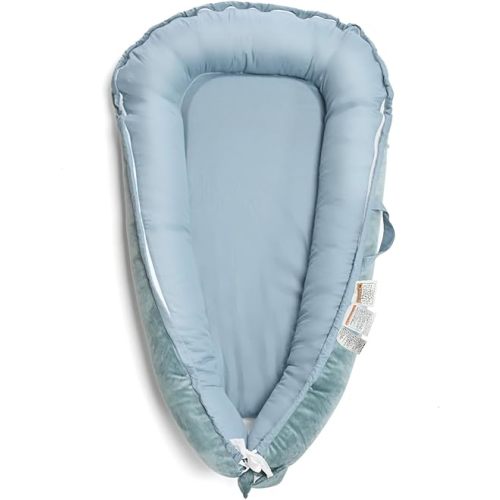 Infant Lounger - Baby Lounger for Newborn,Dutch Velvet Surface & 100% Cotton 0-24 Months Breathable Soft Baby Nest,Adjustable Portable Infant Lounger Cover,Crib for Home & Travel,Green
