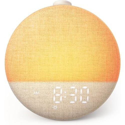 Dreamegg Sunrise 2 - Sunrise Alarm Clock, Sound Machine for Sleep, Favorites Mode, Sleep Routines, Dimmable Night Light, 29 Soothing Sounds, White Noise Machine, Wake Up Light for Bedrooms (Cream)