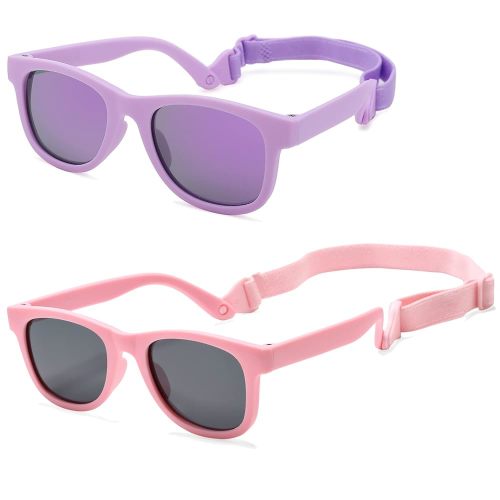 COASION Bendable Flexible Polarized Newborn Baby Sunglasses with Strap for Infant Boys Girls Age 0-12 Months CA8042