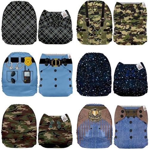 Mama Koala 1.0 Cloth Diapers for Babies, 6 Pack Pocket Shell Only (NO Inserts) - One Size Washable and Reusable Pocket Diapers for Newborns and Toddlers - 160037