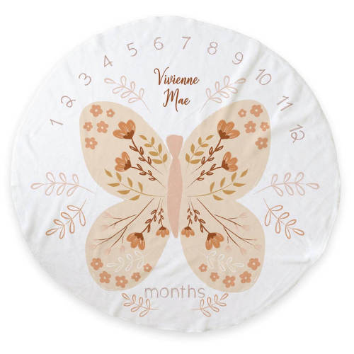 Personalized Round Milestone Blanket | Butterfly
