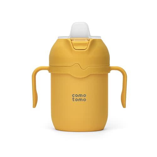 Comotomo Toddler Tumbler 8oz Insulated Sippy Cup with Silicone Straw and Spout, Yellow (Yellow)