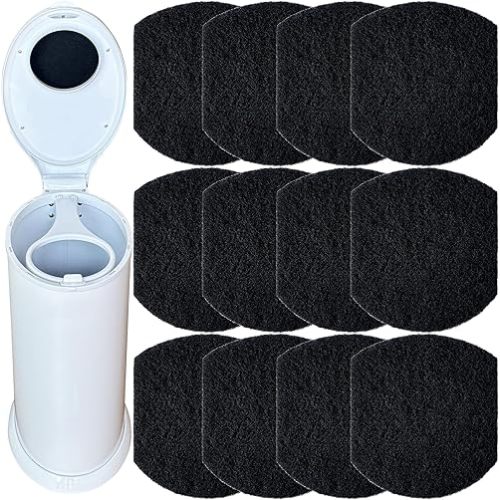 12 Pack Diaper Pail Odor Absorber Carbon Filter Refills for Ubbi Diaper Pail, Odor Eliminator Activated Charcoal Filter Refills for Ubbi Steel Diaper Pail