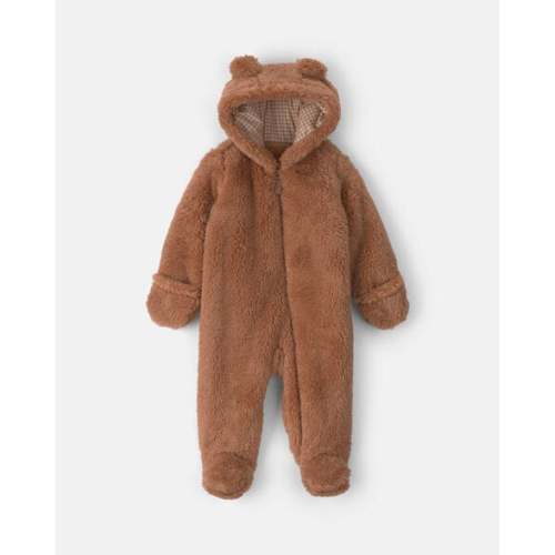 Baby Bear Teddy Fleece Long-Sleeve Jumpsuit - Brown | Carter's