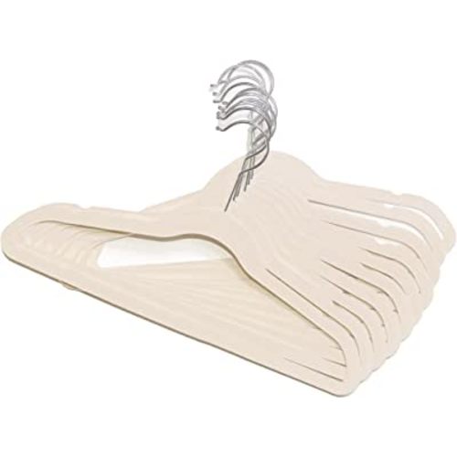 Velvet Kids and Babies Clothes Hangers for Closet. Non Slip Kids Clothing Hangers with 360 Degrees Swivel Hook (Beige, 100)
