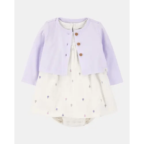 Baby 2-Piece Bodysuit Dress & Cardigan Set - Purple/White | Carter's