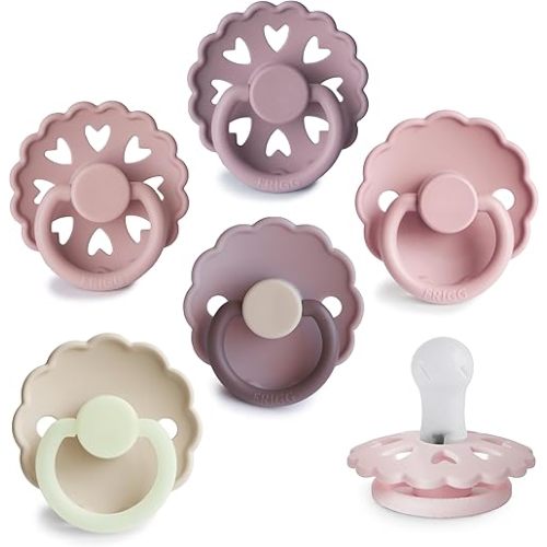 FRIGG SilkySoft Silicone Baby Pacifier 6-Pack Blooming Love | Made in Denmark | BPA-Free (0-6 Months)