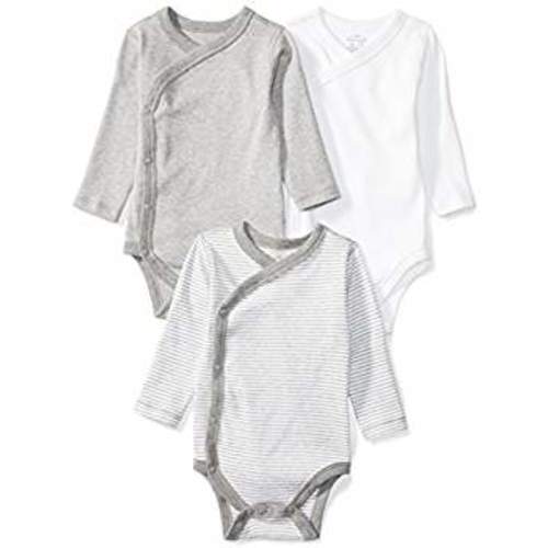 Baby Set of 3 Organic Long-Sleeve Side-Snap Bodysuits