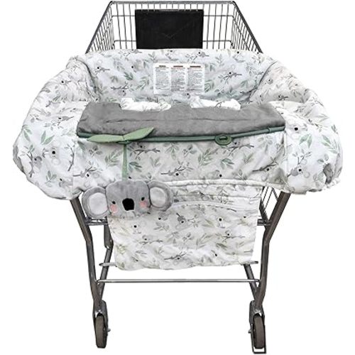 Boppy Preferred Shopping Cart and High Chair Cover with Storage Pouch,Gray Green Koala with Changeable SlideLine Toy,Plush Minky Seat,2-point Safety Belt,Wipeable and Machine Washable,6-48 months