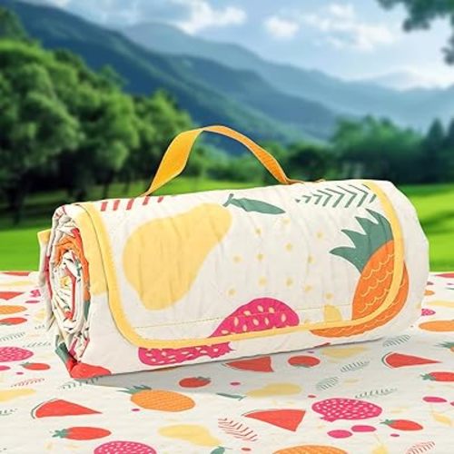Picnic Blankets, Beach Cushion Waterproof Sandproof, Machine Washable Baby Blanket, Extra Large Outdoor Portable Picnic Mat for Grass, Park, Beach Camping