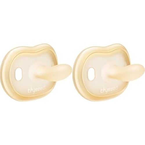 Newborn Pacifiers 0-3 3-6 0-6 Months Ultra Light Silicone Baby Pacifier Girl Boy Infant Paci for Breastfed Babies Breastfeeding Pacii One Piece Flat Soothies for Sensitive Skin BPA Free 2 Pack