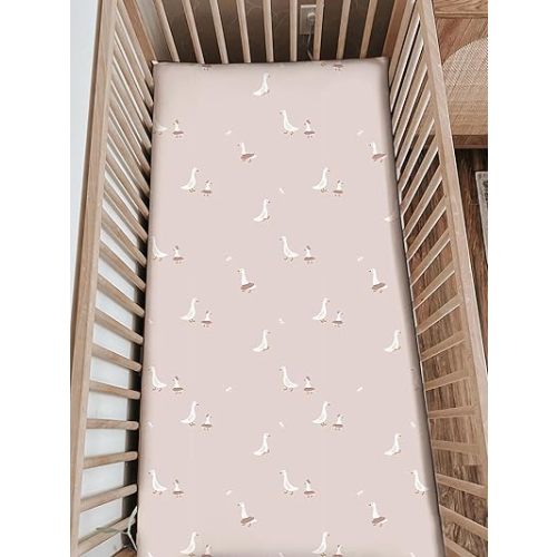 gunamuna Crib Sheet – Ultra-Soft, Breathable Fitted Sheet for Standard Cribs, Cozy Sleep Surface for Babies and Toddlers, Tutu Goose